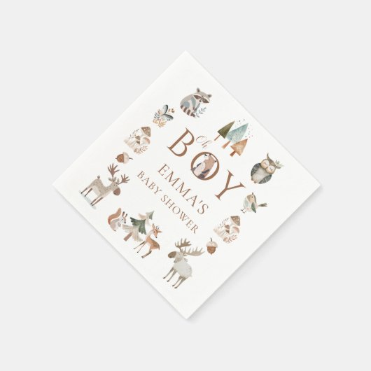 Boho Woodland Animals Oh Boy Baby shower Servet (Hoek)