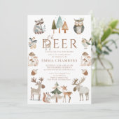 Boho Woodland Animals Oh Deer Girl Baby shower Kaart (Staand voorkant)