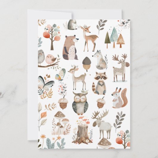 Boho Woodland Animals Oh Deer Girl Baby shower Kaart (Achterkant)
