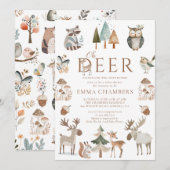 Boho Woodland Animals Oh Deer Girl Baby shower Kaart (Voorkant / Achterkant)