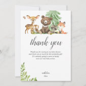 Boho Woodland Animals Rustic Baby shower Bedankkaart (Voorkant)