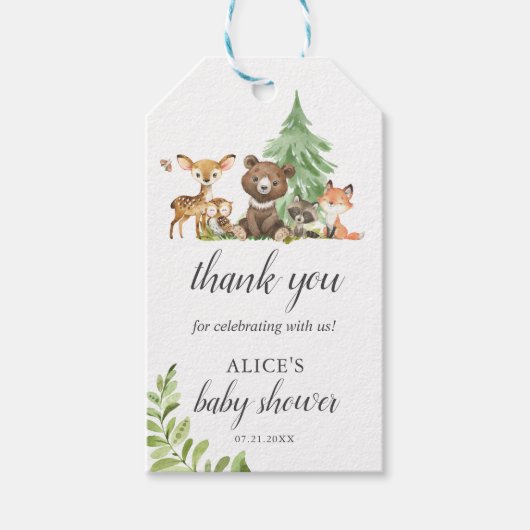 Boho Woodland Animals Rustic Baby shower Cadeaulabel (Voorkant)