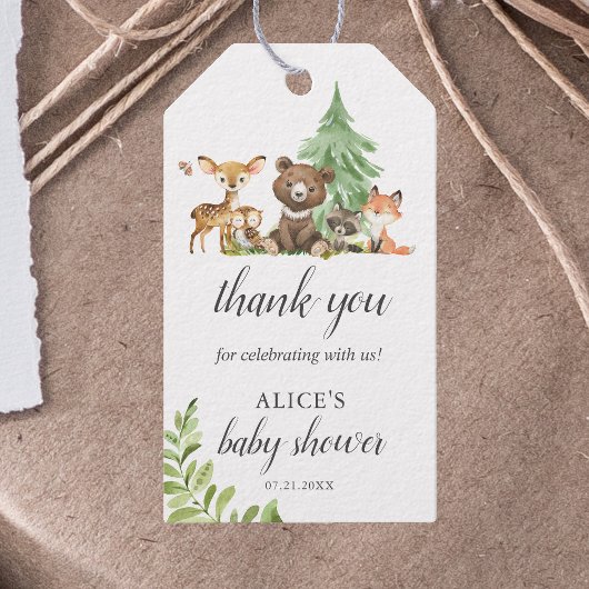 Boho Woodland Animals Rustic Baby shower Cadeaulabel