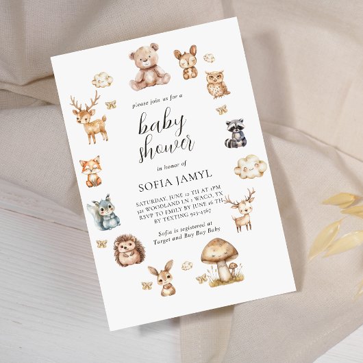Boho Woodland Animals Schattige Baby shower Kaart
