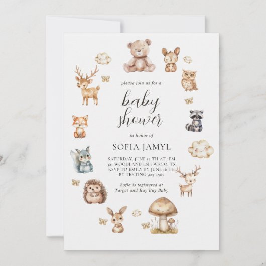 Boho Woodland Animals Schattige Baby shower Kaart (Voorkant)
