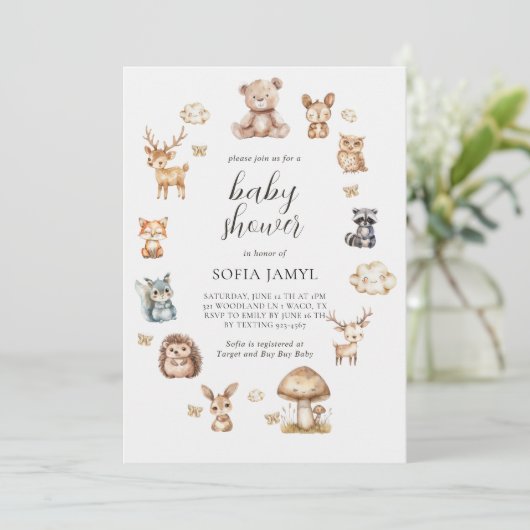Boho Woodland Animals Schattige Baby shower Kaart (Staand voorkant)