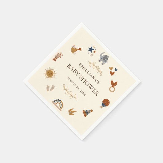 Boho Woodland Animals Schattige Baby shower Party Servet (Hoek)