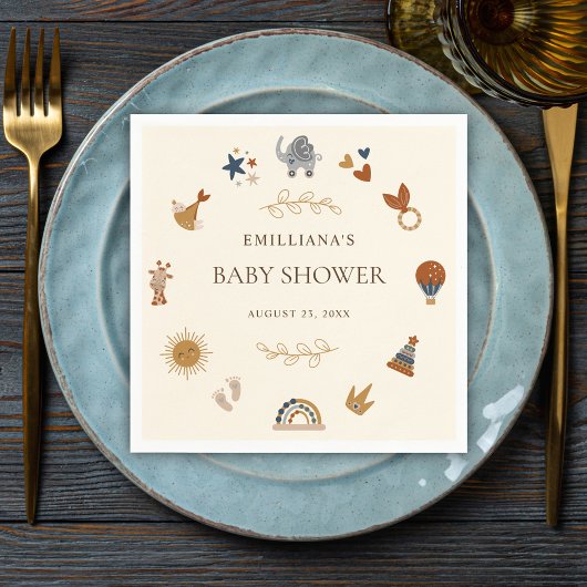 Boho Woodland Animals Schattige Baby shower Party Servet