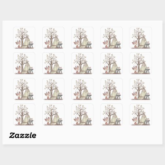 Boho Woodland Animals Stickers (Vel)