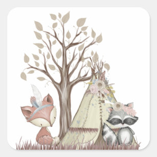 Boho Woodland Animals Stickers