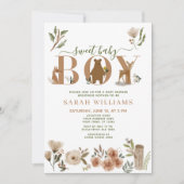 Boho Woodland Animals Sweet Baby Boy Baby shower Kaart (Voorkant)
