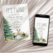 Boho Woodland Animals Twins Baby shower Kaart