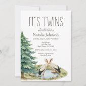 Boho Woodland Animals Twins Baby shower Kaart (Voorkant)