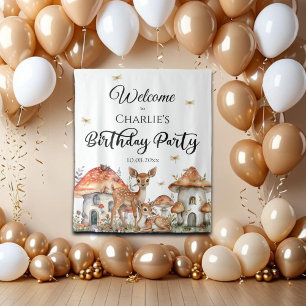 Boho Woodland Animals Verjaardagsfeest Welkom Wandkleed