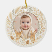 Boho Woodland Baby Eerste Kerstmis Aandenken Keramisch Ornament (Voorkant)