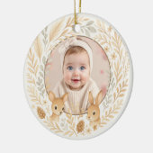 Boho Woodland Baby Eerste Kerstmis Aandenken Keramisch Ornament (Links)