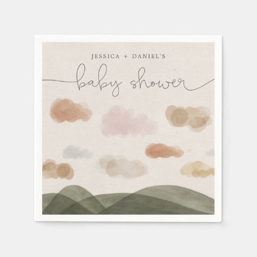 Boho Woodland Baby shower Cocktail Napkin Modern Servet (Voorkant)