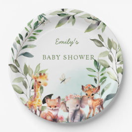 Boho Woodland Baby shower groen bosdieren Papieren Bordje