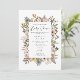 Boho Woodland Baby shower Invitation Kaart