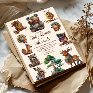Boho Woodland Baby shower Kaart