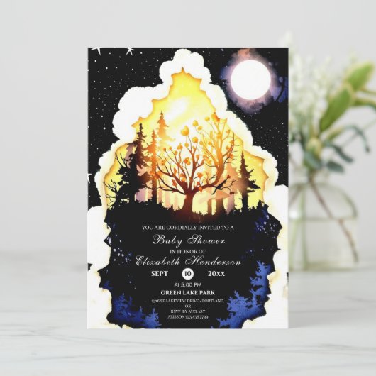 Boho Woodland Baby shower Kaart (Staand voorkant)