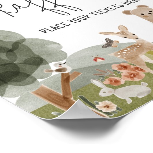 Boho Woodland Baby shower Luier Raffle Poster (Hoek)