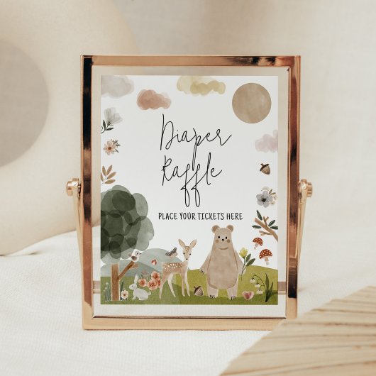 Boho Woodland Baby shower Luier Raffle Poster
