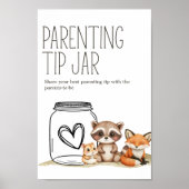 Boho Woodland Baby shower Ouderschap Tip Jar Sign Poster (Voorkant)