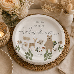 Boho Woodland Baby Shower Papieren Borden Bordje