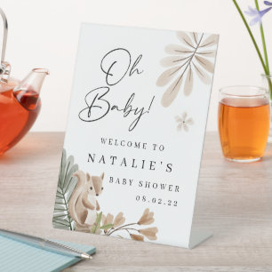 Boho Woodland Baby shower Pedestal Sign Reclamebord Met Voetstuk