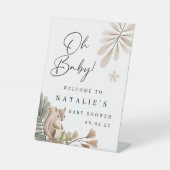 Boho Woodland Baby shower Pedestal Sign Reclamebord Met Voetstuk (Voorkant)