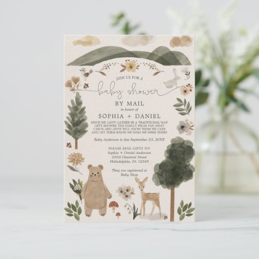 Boho Woodland Baby shower per post Kaart (Staand voorkant)