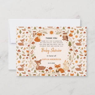 Boho Woodland Baby Shower Rustieke Bosdieren Bedankkaart