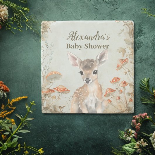 Boho Woodland Baby shower Stenen Onderzetter