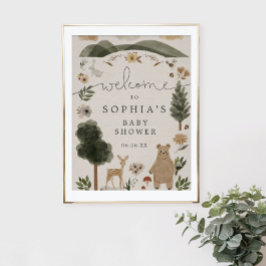 Boho Woodland Baby shower Welkomstteken Poster