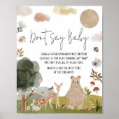 Boho Woodland Baby shower zeg geen Baby Poster (Voorkant)