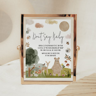 Boho Woodland Baby shower zeg geen Baby Poster