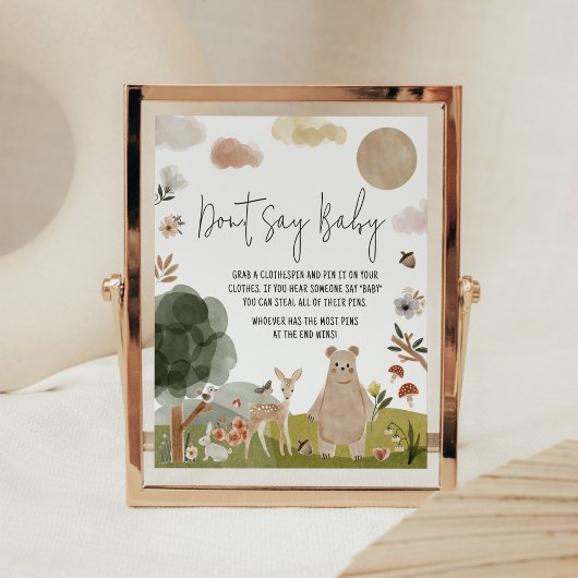 Boho Woodland Baby shower zeg geen Baby Poster