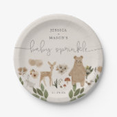 Boho Woodland Baby Strooi Papier Borden Papieren Bordje (Voorkant)