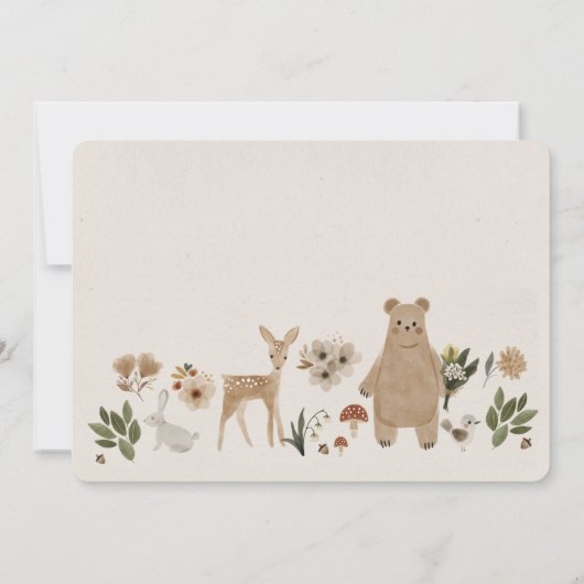 Boho Woodland Bearly Wait Beer Baby shower Kaart (Achterkant)
