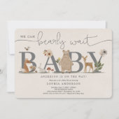 Boho Woodland Bearly Wait Beer Baby shower Kaart (Voorkant)
