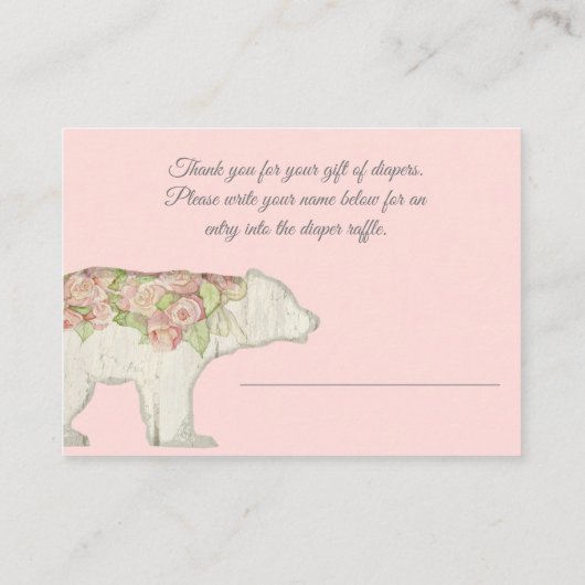 Boho Woodland Beer Baby Girl Shower Diaper Raffle Informatiekaartje (Achterkant)