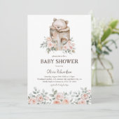 Boho Woodland Beer & Bloemen Baby shower Kaart (Staand voorkant)