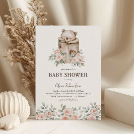 Boho Woodland Beer & Bloemige Baby Shower Kaart