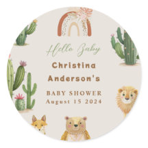 Boho Woodland Beer Lion Fox Cactus Baby shower