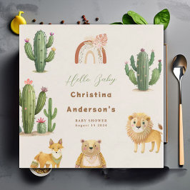 Boho Woodland Beer Lion Fox Cactus Baby shower Servet