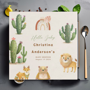 Boho Woodland Beer Lion Fox Cactus Baby shower Servet