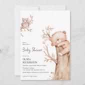 Boho Woodland Beer & Tree Baby shower Kaart (Voorkant)