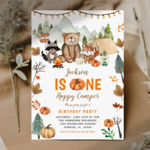 Boho Woodland Bonfire Pumpkin eerste verjaardag Kaart