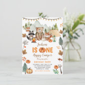 Boho Woodland Bonfire Pumpkin eerste verjaardag Kaart (Staand voorkant)